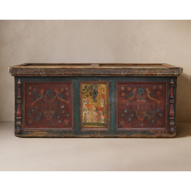 Alpine Painted Chest with Birds and Flower Vases For Sale - Image 5 of 15