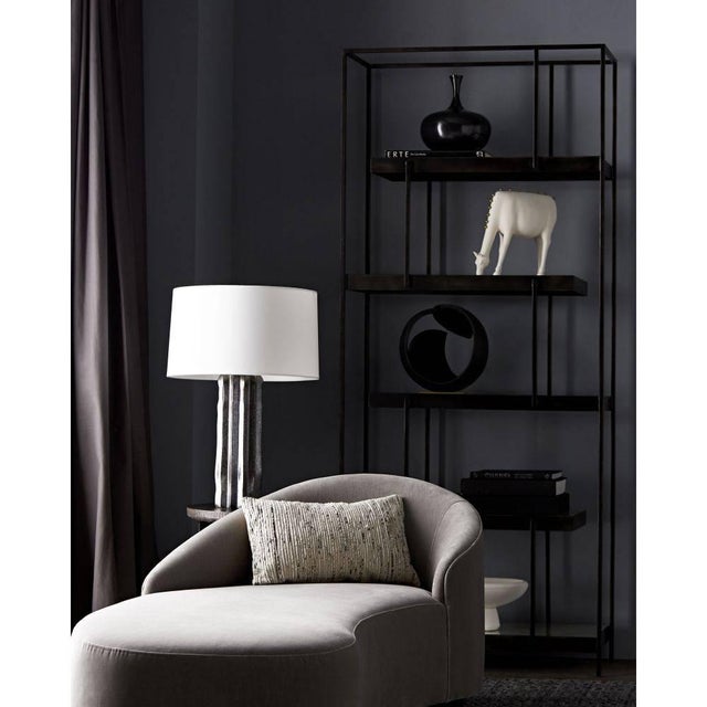 Abstract Arteriors Home Turner Chaise Sharkskin Velvet Grey Ash, Left Arm For Sale - Image 3 of 9