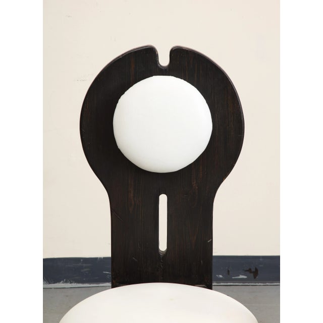 Hungarian Studio White Leather and Wood Side Chair by Szedleczky Design, 1970s For Sale - Image 10 of 11