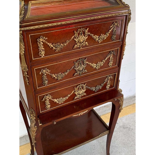 Early 20th Century Louis XVI Style Ormolu Mounted Kingwood Vitrine, Paris For Sale - Image 4 of 9