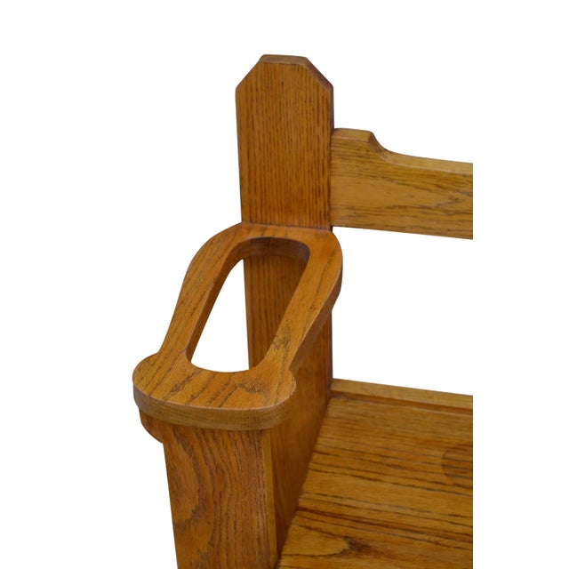 Wood Narrow Arts & Crafts Oak Bench, 1900s For Sale - Image 7 of 9