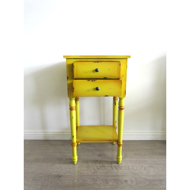 2 Drawer Yellow Distressed Accent Table Chairish