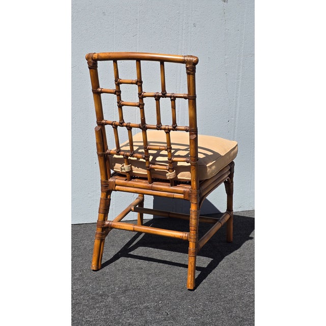 Vintage Baker Furniture Chippendale Bamboo Side Chair W Leather Straps For Sale - Image 14 of 14