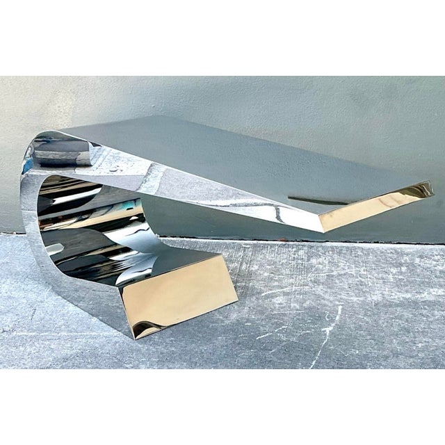 Vintage Italian Polished Chrome Giancarlo Pretazzoli Onda-C Desk For Sale - Image 12 of 12