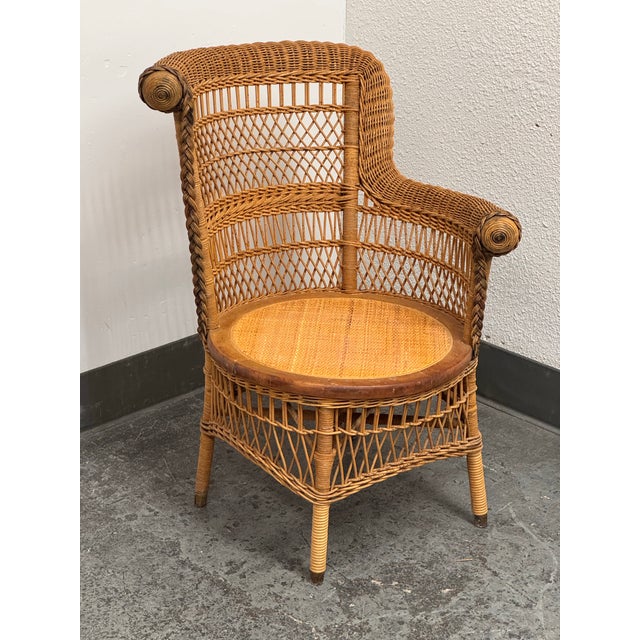 Woven Rattan Armchair, Vintage For Sale - Image 12 of 12