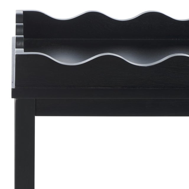 Spritely Home Darlyn Scalloped Rectangle Accent Table in Matte Black For Sale - Image 4 of 9