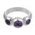 Contemporary 1980s Tiffany & Co. French Amethyst 18k White Gold Three Stone Ring, Size 6.5 For Sale - Image 3 of 7