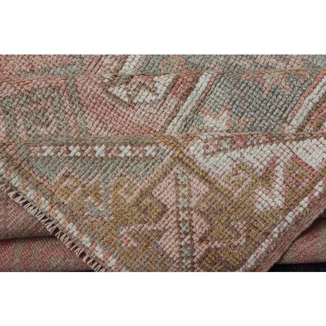 Terra Cotta Vintage Turkish Oushak Rug With Faded Rose, Olive Green 4' 2" X 5' 10" For Sale - Image 8 of 9