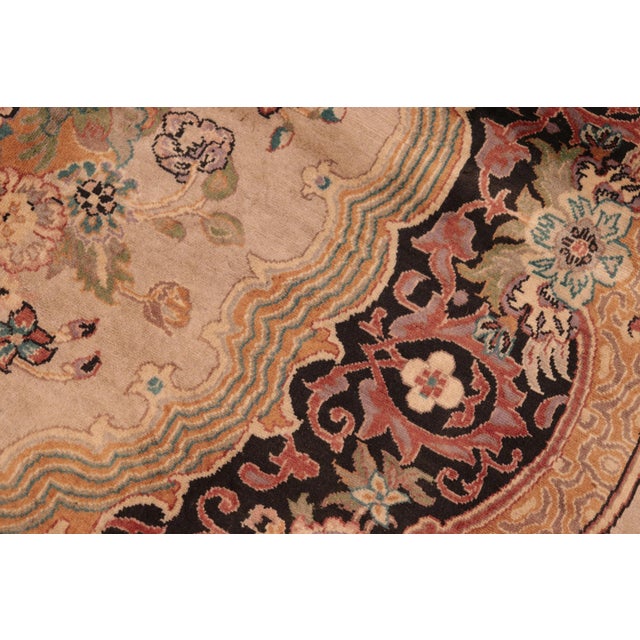 Shabby Chic Art Nouveau 1990's Pak-Persian Black/Taupe Wool Rug - 6'2'' X 9'3'' For Sale - Image 3 of 9