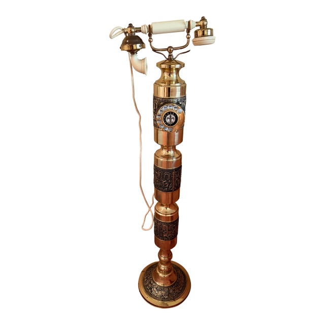 1969 Model Magesty Brass Pedestal Telephone Hollywood Regency Style For Sale