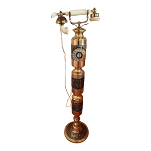 1969 Model Magesty Brass Pedestal Telephone Hollywood Regency Style