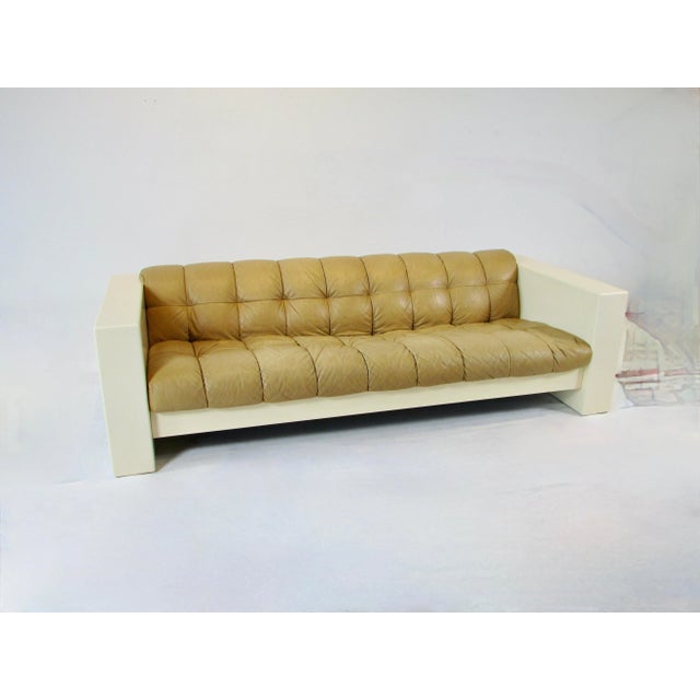 Animal Skin Late 20th Century Jules Heumann for Metropolitan Furniture Leather Sofa in Fiberglass Frame For Sale - Image 7 of 12