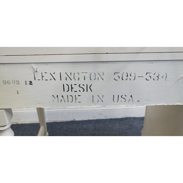 Lexington Furniture Off White Painted Traditional Victorian Style 44" Student Desk W. Bookcase Hutch 509-534 / 509-541 For Sale - Image 12 of 13