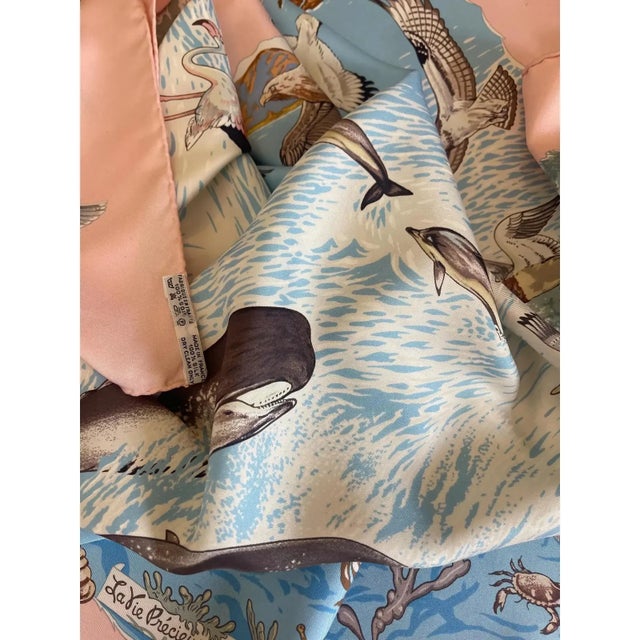 Contemporary 1990s Framed Hermès Silk Scarf "La Vie Précieuse De La Méditerranée" by Robert Dallet - Midnight Black Frame For Sale - Image 3 of 5