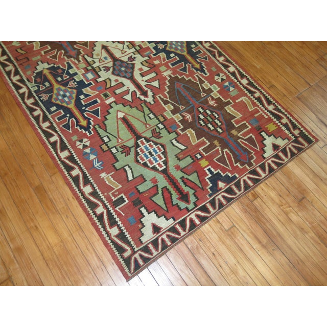 Contemporary Tribal Antique Caucasian Geometric Kilim For Sale - Image 3 of 18