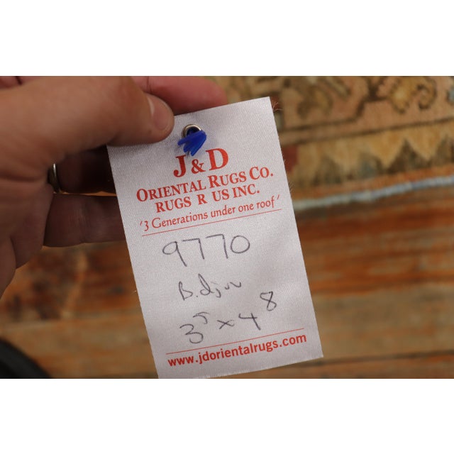 1940s Sky Blue Peach Accent Persian Throw Rug For Sale - Image 4 of 6