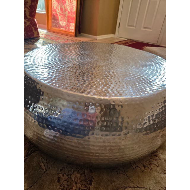 Late 20th Century Vintage Hammered Metal Cocktail Table For Sale - Image 5 of 10
