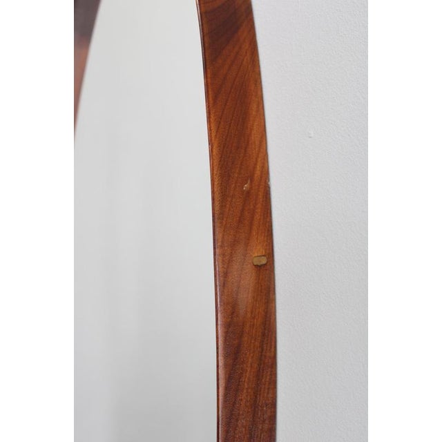 Wood Mid-Century Italian Oval Teak Wall Mirror, 1980s For Sale - Image 7 of 10