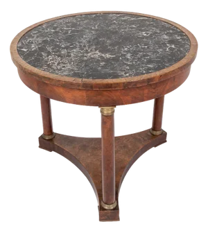 French Walnut Guéridon with Marble Top, 19th Century