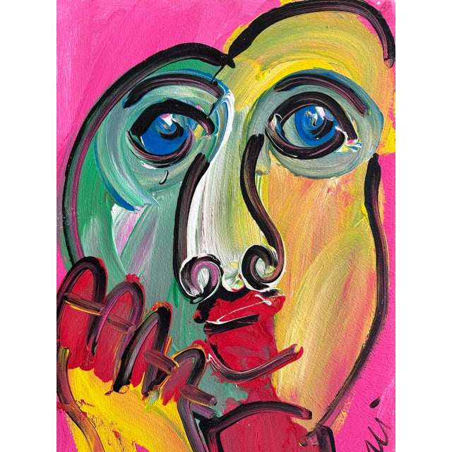 Peter Keil Vibrant Abstract Portrait Painting by Peter Keil For Sale - Image 4 of 4