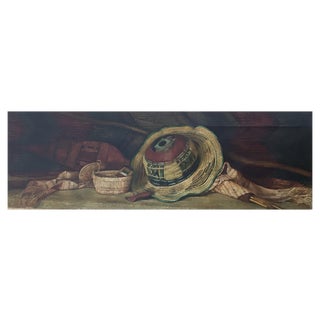 A.A. Alaned, Départ pour la pêche, chapeau, flèches et pagaie, Oil on Canvas For Sale