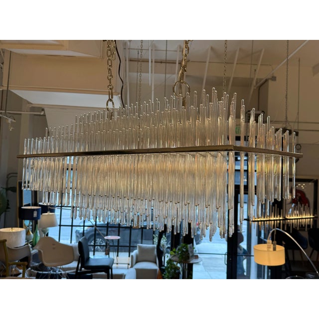 2010s William Sonoma Metropolitan Linear Glass Rod Chandelier For Sale - Image 5 of 12