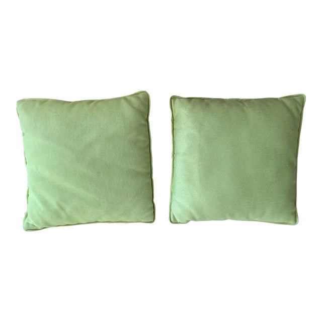 Chartreuse Green Kravet Fabric Pillows With Welt- Set of 2 For Sale