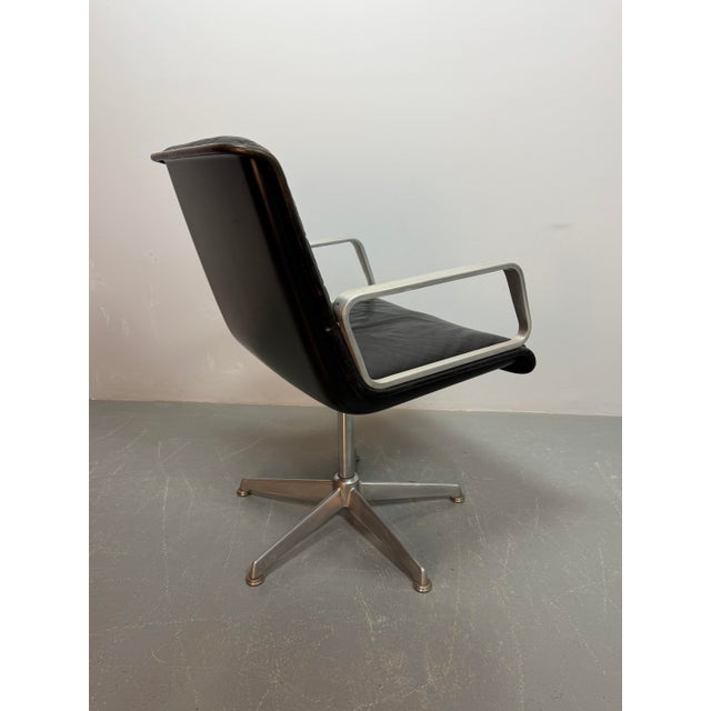 Mid-Century Modern Mid-Century Desk Chair with Black Leather Upholstery and Aluminium Frame from Wilkhahn, 1960s For Sale - Image 3 of 9