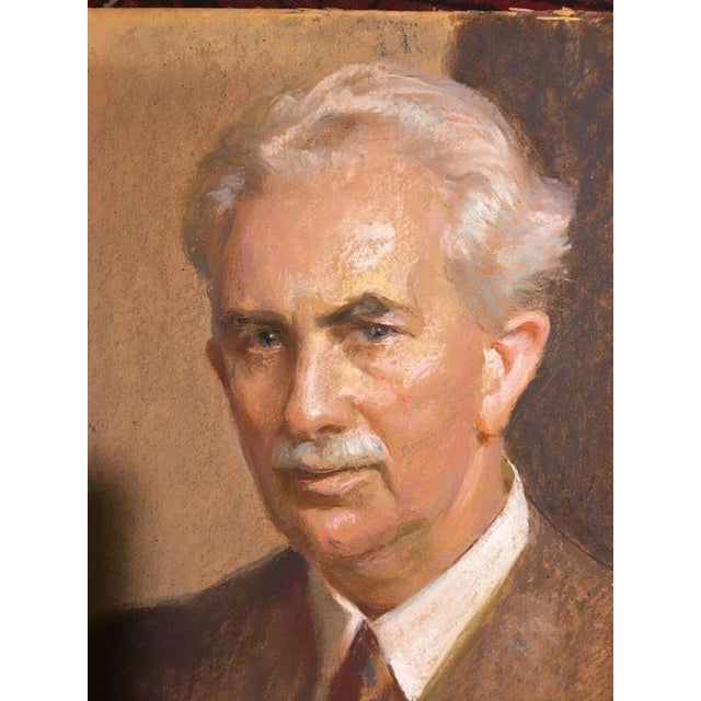 Beige Reusing Fritz, Portrait of a Gentleman with Cigarillo, 1940, Pastel For Sale - Image 8 of 13