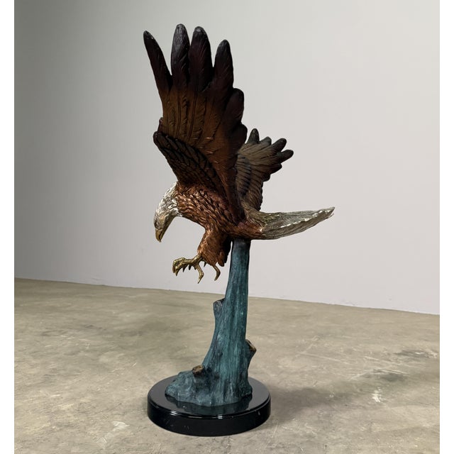 Bronze Bald Eagle in Flight With Outstretched Talons Sculpture - 30"h For Sale In Dallas - Image 6 of 11