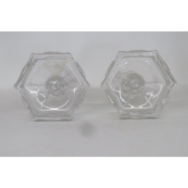 Fostoria Coin Glass Clear Liberty Bell Candle Stick Holders a Pair 5561b For Sale In Miami - Image 6 of 8