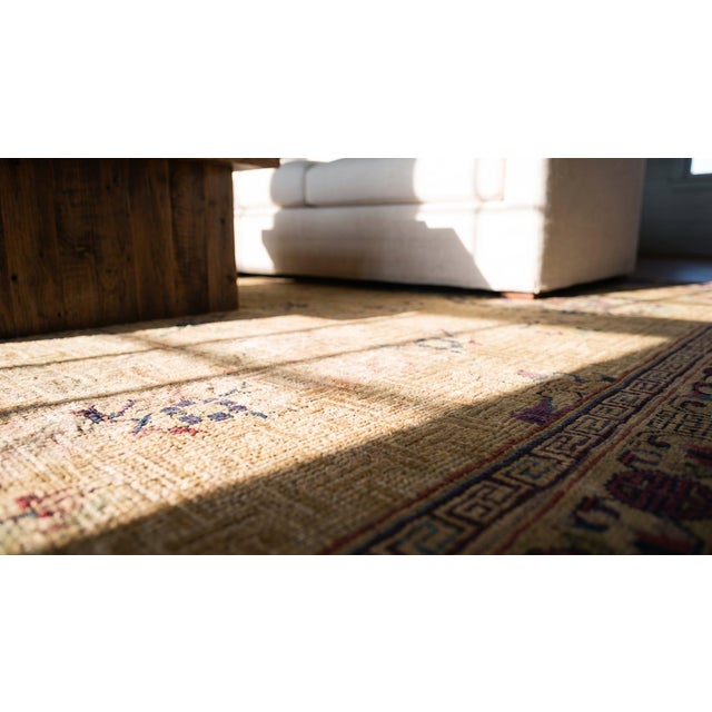 Tan Marvelous Beige and Purple Color With Trellis Pattern Antique Chinese Rug For Sale - Image 8 of 10