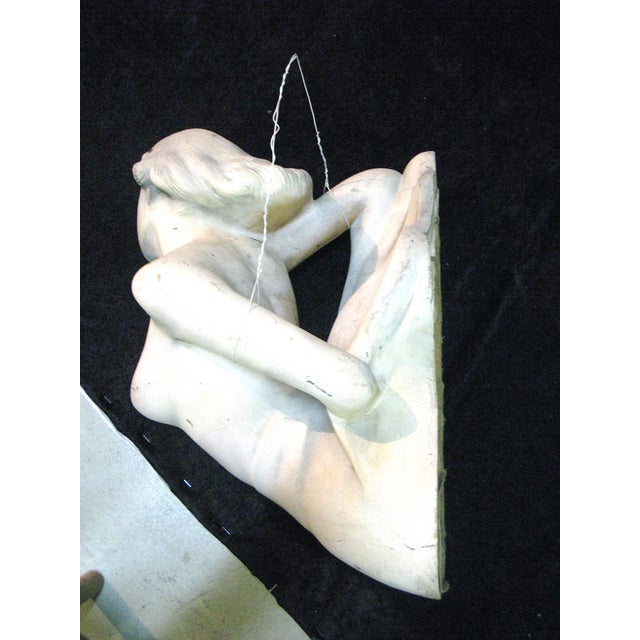 Vintage 1920s Art Deco Goddess Statue Advertising “Formfit” Large, White With Signage Attached For Sale - Image 4 of 4