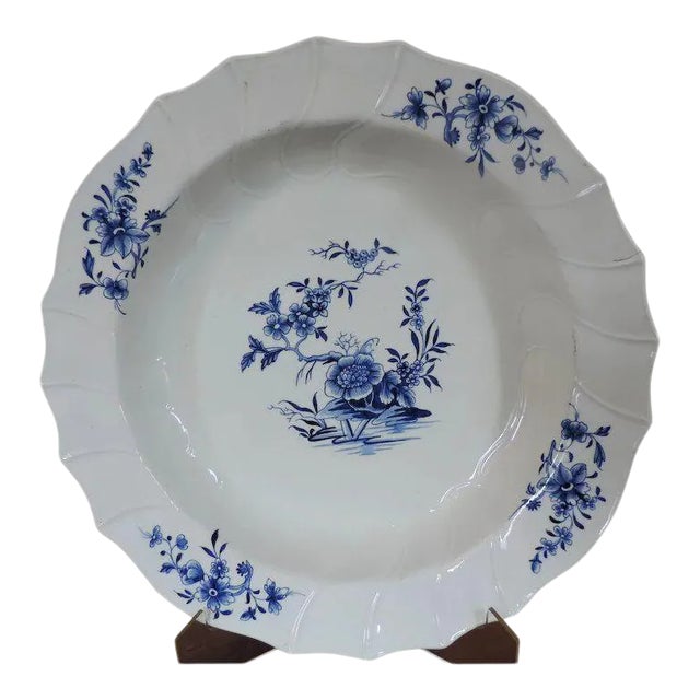18th Century Chinese Style Tournai Continental Blue & White Porcelain Charger For Sale