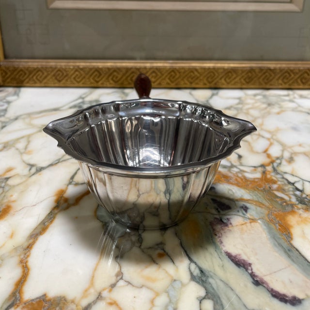 Metal Silver Plated Sauce Pot With Wooden Handle For Sale - Image 7 of 10