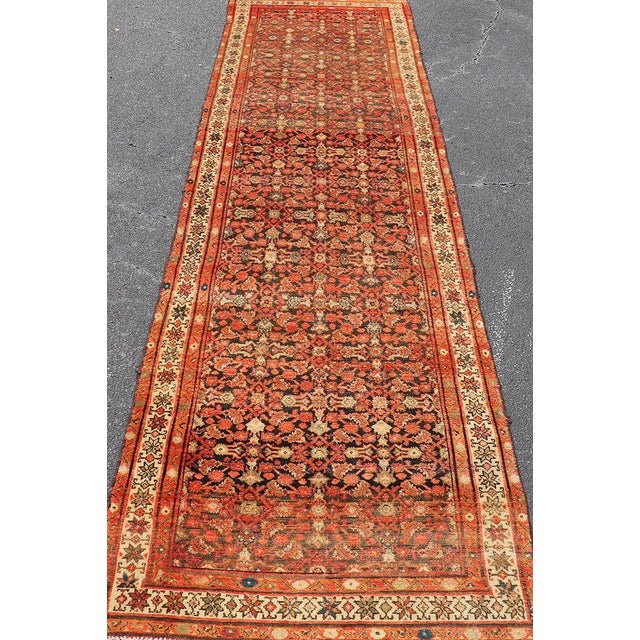Early 20th Century Antique Early 20th Century Persian Herati Design Malayer Runner 3'4 X 13'1 For Sale - Image 5 of 13