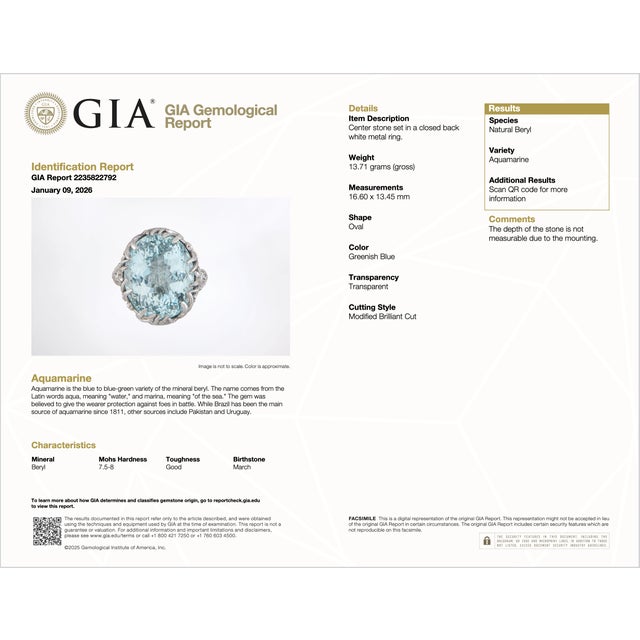 Gia Certified 16.03ct Aquamarine & Diamond 18k Gold Maple Leaf Sculptural Ring, Size 5.25 For Sale - Image 15 of 15