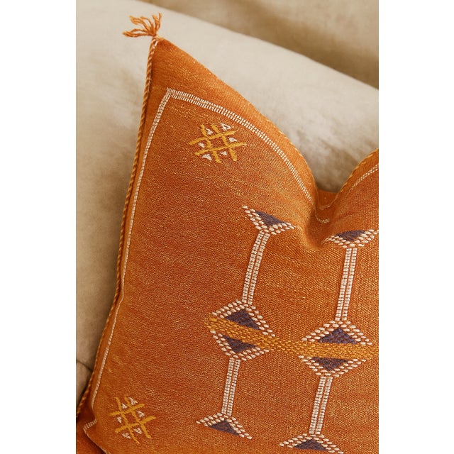 Handwoven Moroccan Cactus Silk Pillow Cover For Sale - Image 9 of 11