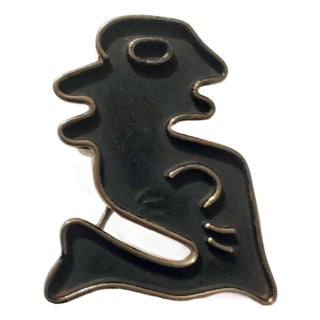 Vintage Sterling Modernist Abstract Figural Brooch Signed Cortes Mexico For Sale