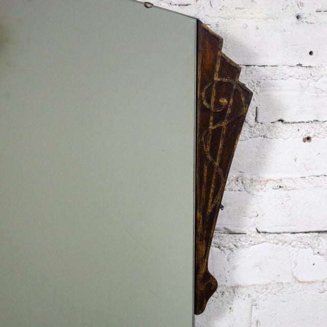 Early to Mid-20th Century Art Deco Hanging Mirror Decorative Carved Wood Fanned Side Panels For Sale - Image 15 of 18