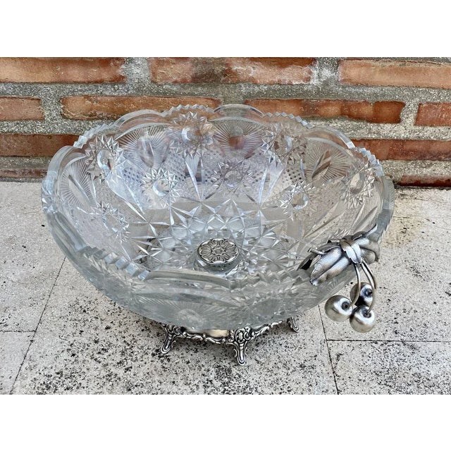 Antique Art Deco French Cut Glass Fruit Bowl For Sale - Image 4 of 8