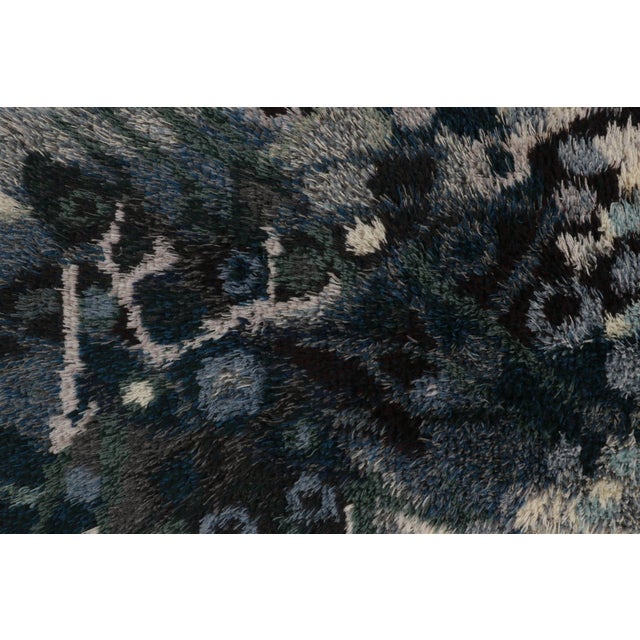 Vintage Swedish Rya Rug With Teal and Cream Abstract Pattern - Rug & Kilim For Sale In New York - Image 6 of 9