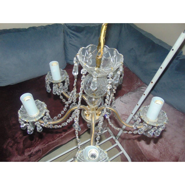 Chandelier with Glass Crystals, 1950s For Sale - Image 6 of 12