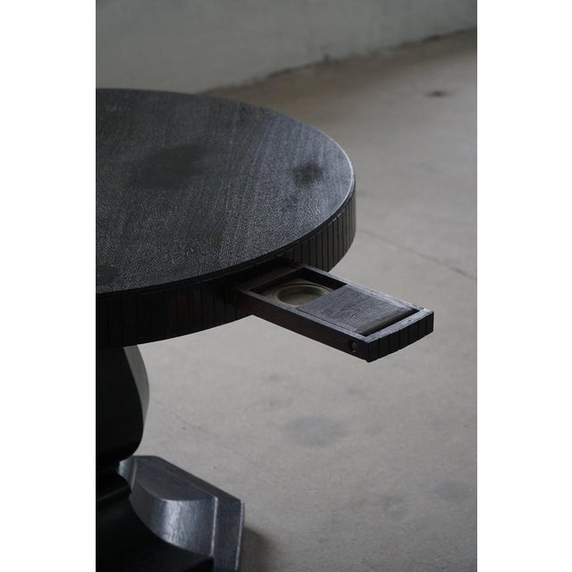 Vintage Danish Round Art Deco Console Table in Ebonized Oak, 1930s For Sale - Image 9 of 18