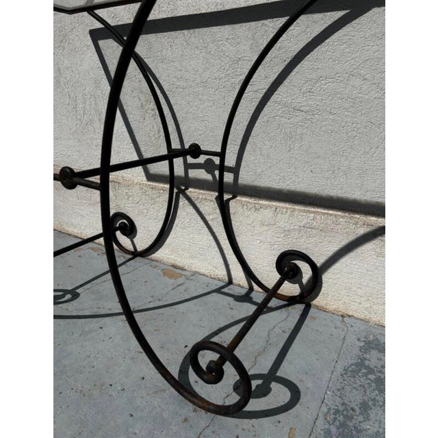 Vintage Wrought Iron and Glass Console Table, France, 1940s For Sale - Image 3 of 5