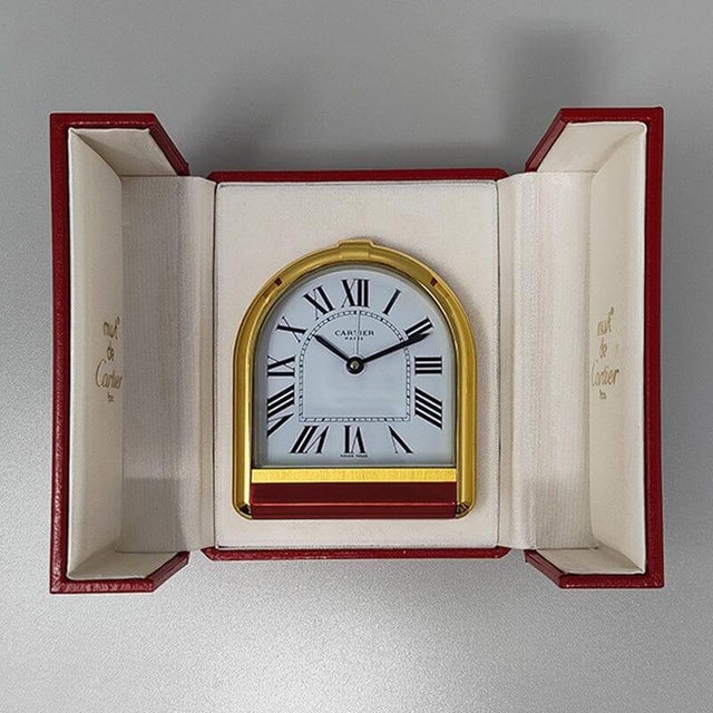 Romane 18k Gold Plated Travel and Desk Alarm Clock by Cartier, 1980s For Sale - Image 9 of 13