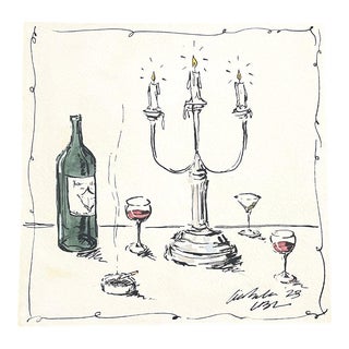 "Dinner Party Remnants" Contemporary Original Still Life Whimsical Painting by Lia Burke Libaire For Sale