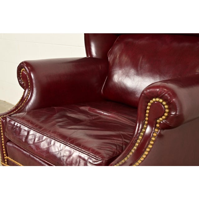 Hancock & Moore Chippendale Wingback Leather Lounge Chair For Sale - Image 9 of 15