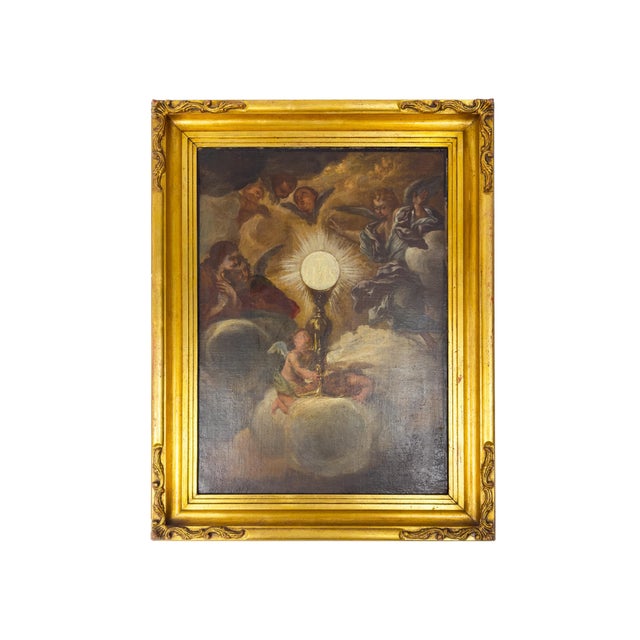A painting, prior to 1678, from a famous fresco of the Triumph of the Name of Jesus from the Gesù Church in Rome,...