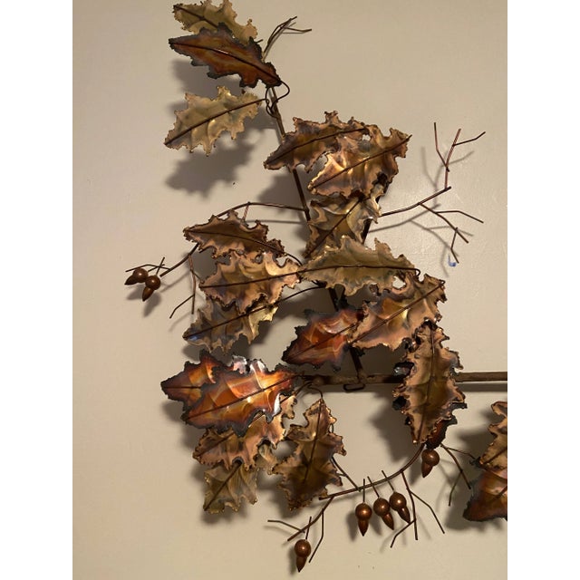Mid Century C Jere Oak Leaf Acorn Wall Sculpture Signed 1976 For Sale In Cleveland - Image 6 of 13